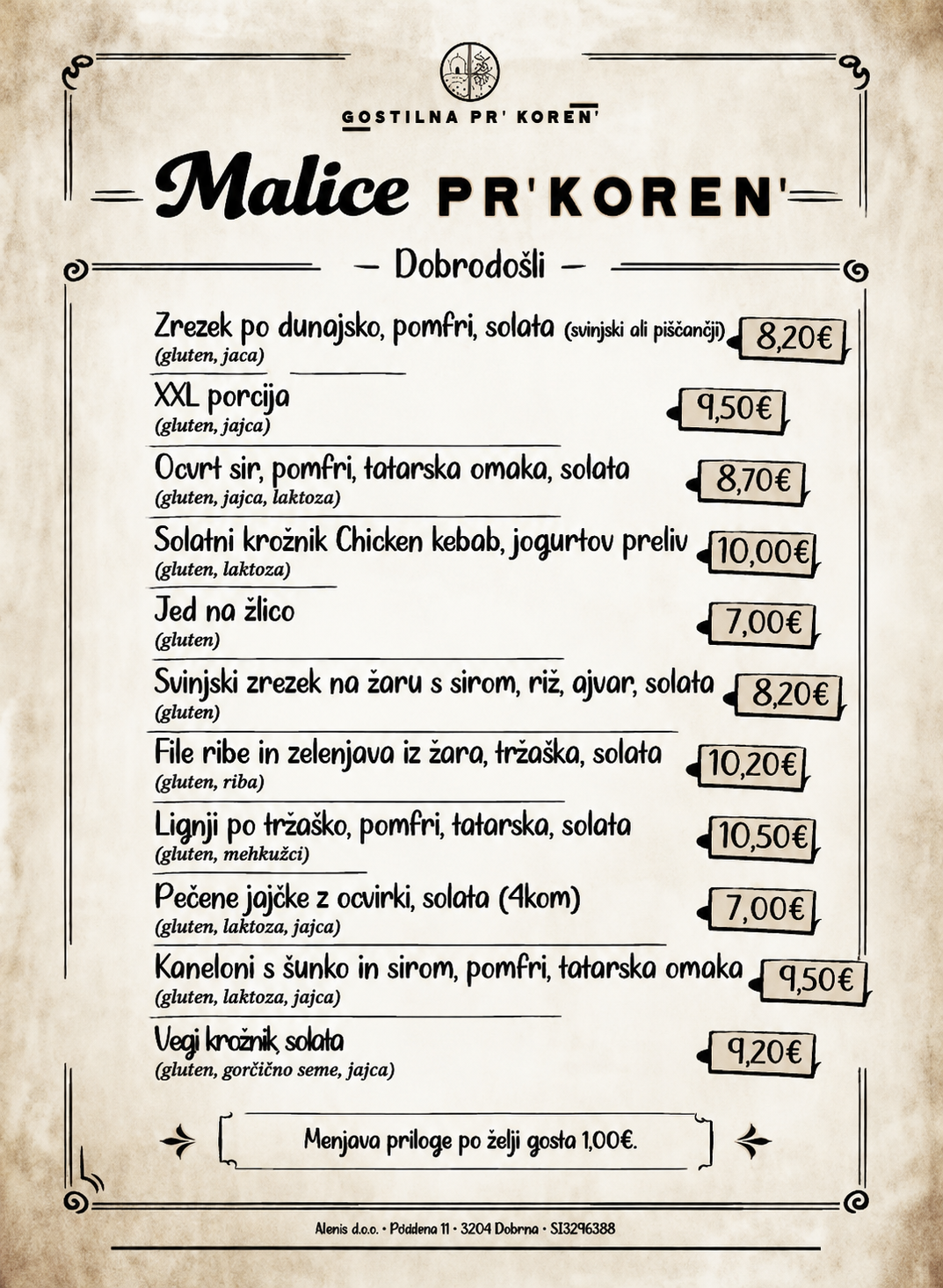 Stalna ponudba malic Pr' Koren